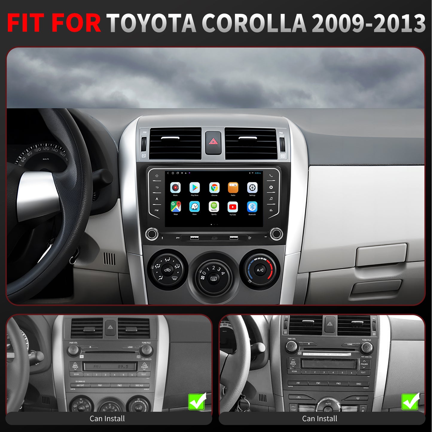 Toyota Corolla 2009 2010 2011 2012 2013  Car Headunit Replacement