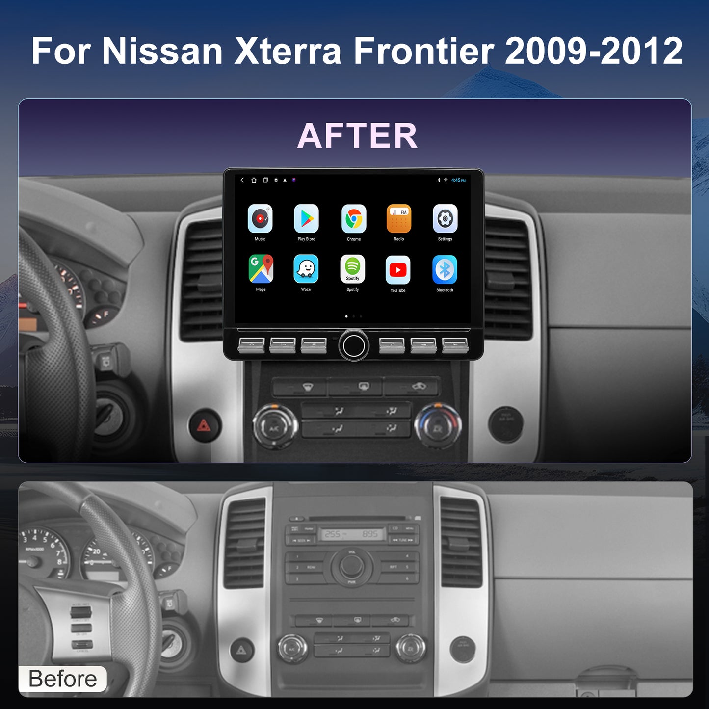 For Nissan Xterra 2009-2012 Radio upgrade,10.2-inch QLED 8-Core CPU,touch screen Stereo,Wireless CarPlay & Android Auto,keep OEM Controls