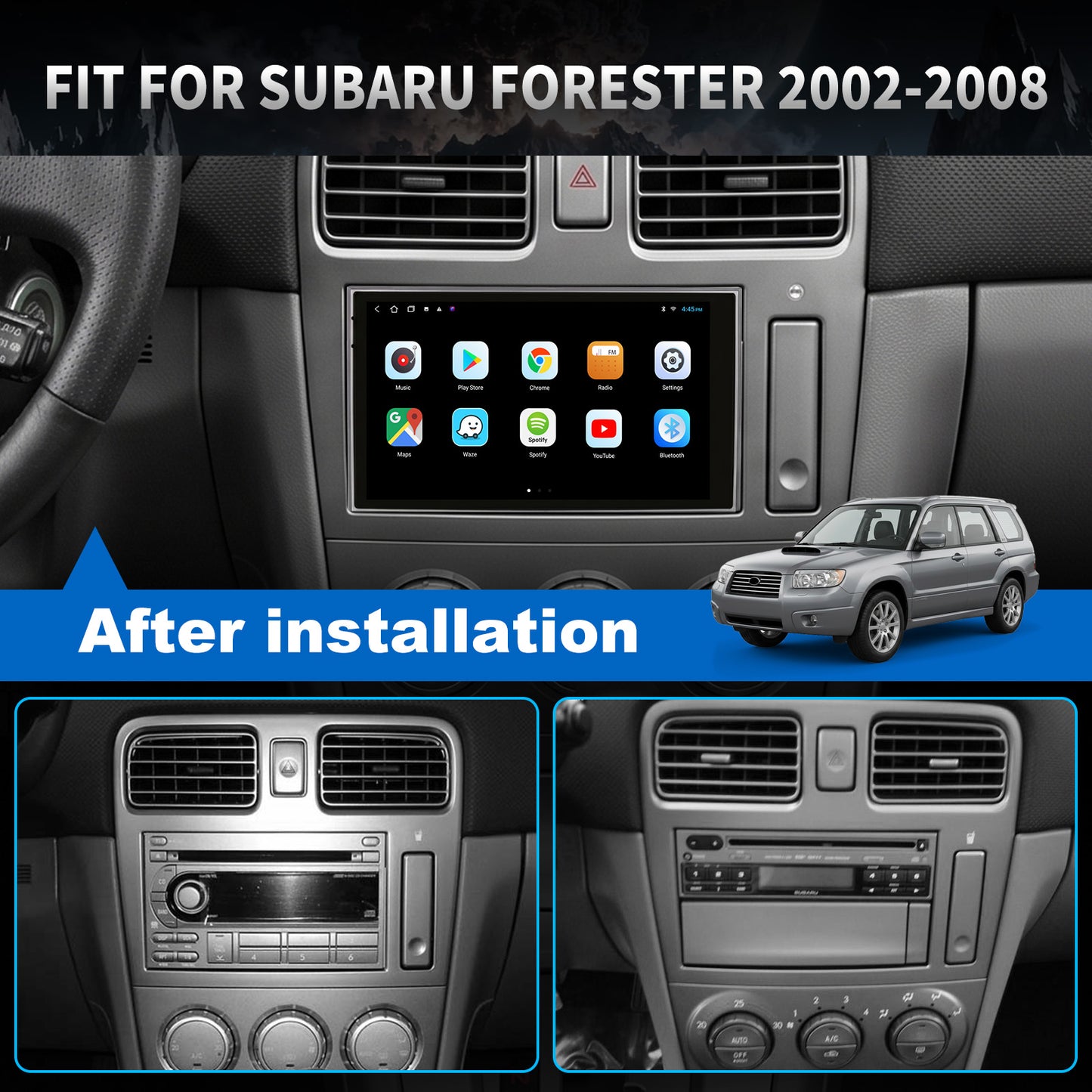 For Subaru Forester 2002-2008 radio Upgrade CarPlay Screen- Topdisplay 2002 2003 2004 2005 2006 2007 2008 Subaru Forester Upgrade Stereo Headunit Apple Carplay Android Auto Pantalla Estéreo