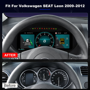 For Volkswagen SEAT Leon 2009-2012 Digital Instrument Cluster, 12.3-inch QLED Screen, Multiple UI, Wireless CarPlay, Direct OEM Replacement