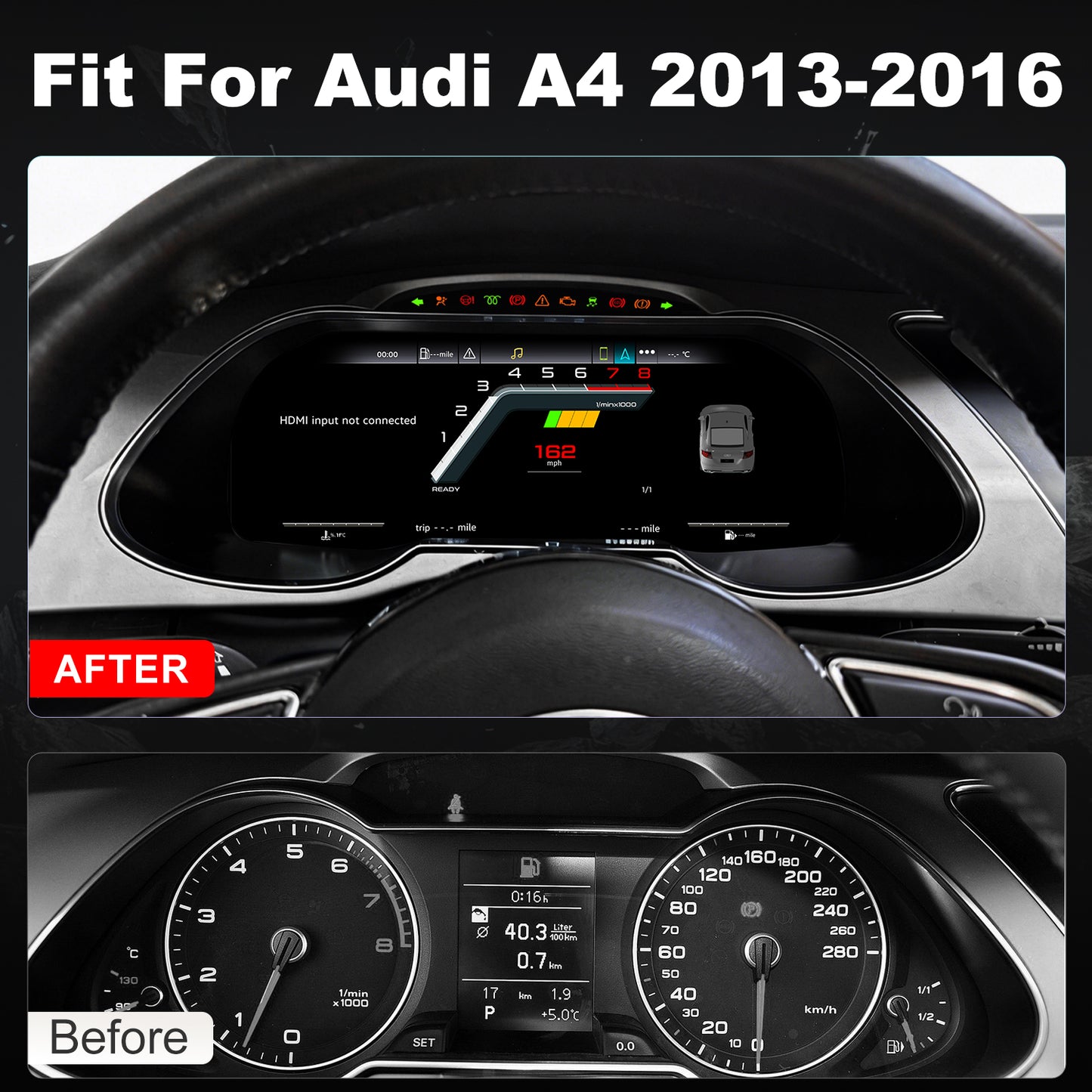 Audi A4 Digital Instrument Cluster 2013 / 2014 / 2015 / 2016 | 12.3" QLED - Topdisplay