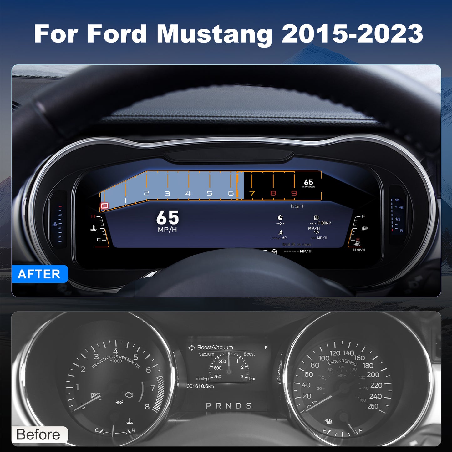 For Ford Mustang 2015-2023 Digital Instrument Cluster,12.3-inch QLED Screen Multiple UI,Wireless carplay,Direct OEM Replacement