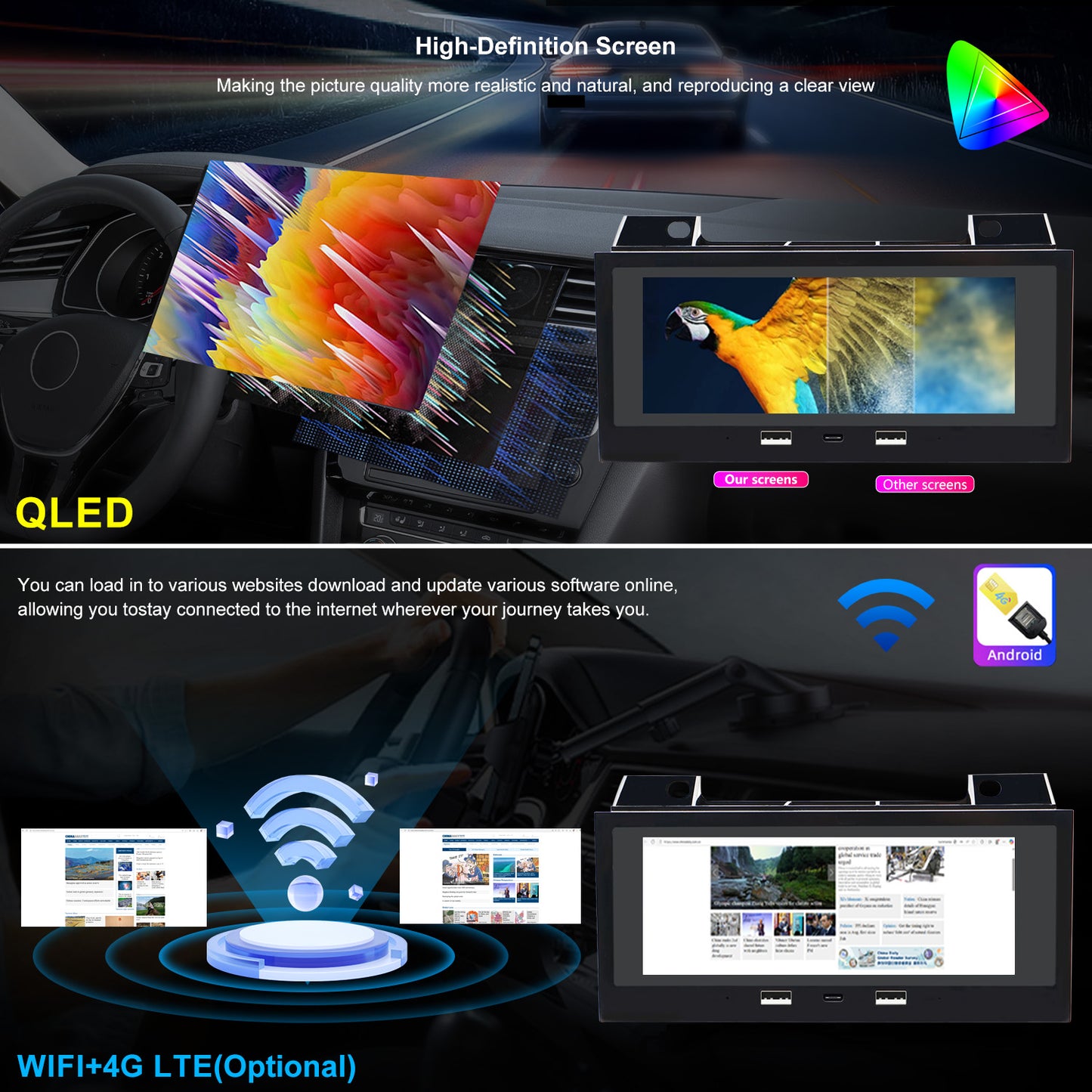 For Chevrolet Chevy Blazer 1994-1997 Radio upgrade,6.86-inch QLED 8-Core CPU,touch screen Stereo,Wireless CarPlay & Android Auto,keep OEM Controls