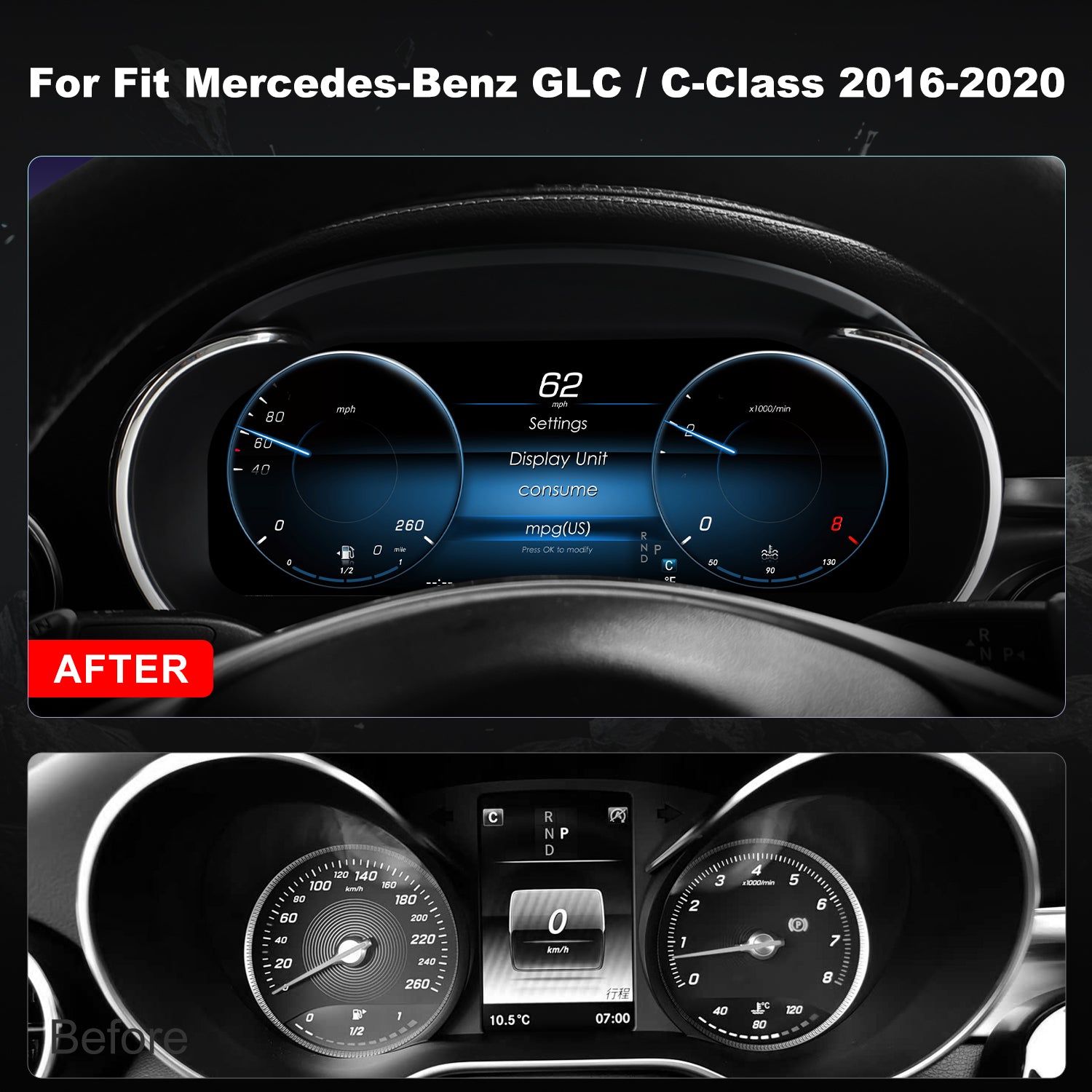 Benz C-Class Digital Instrument Cluster 2016-2020 | 12.3" QLED - Topdisplay 2016 / 2017 / 2018 / 2019 / 2020