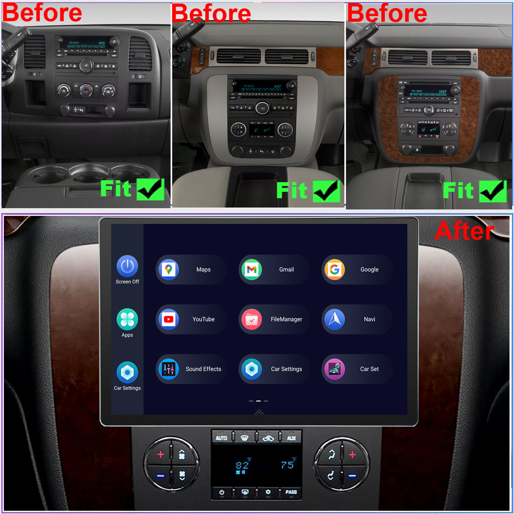 for Chevrolet Chevy Silverado 1500/2500/3500 2007-2013 Radio upgrade,12.95-inch QLED  8-Core CPU,touch screen Stereo,Wireless CarPlay & Android Auto,keep OEM Controls