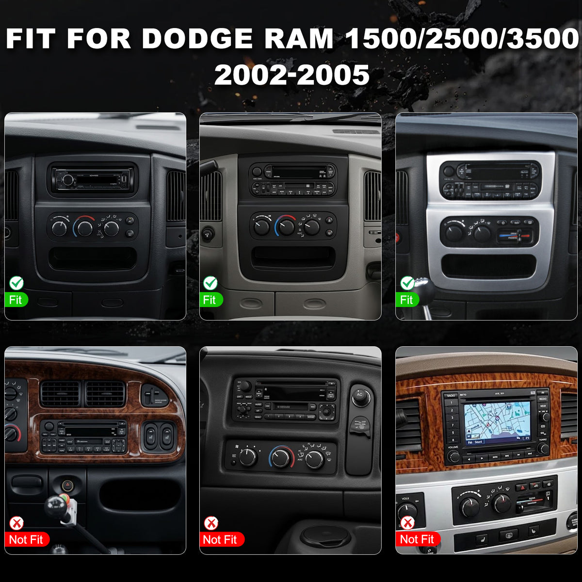 Dodge RAM Radio upgrade 2002-2005 CarPlay Stereo Screen - Topdisplay 2002 2003 2004 2005 Replacement Headunit Apple Android Auto Accessories Pantalla Estéreo