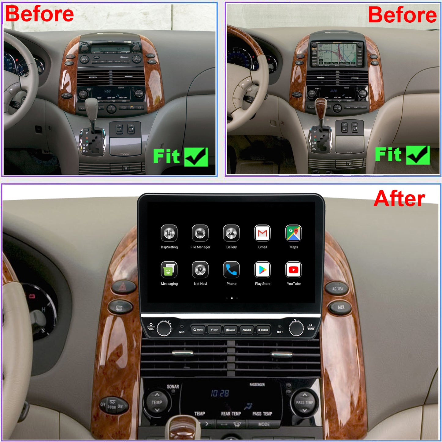 Topdisplay 2006 2007 Toyota Sienna Upgrade Stereo Headunit Apple Carplay Android Auto Pantalla Estéreo