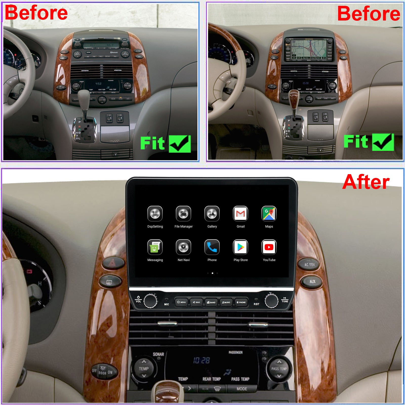 Topdisplay 2006 2007 Toyota Sienna Upgrade Stereo Headunit Apple Carplay Android Auto Pantalla Estéreo