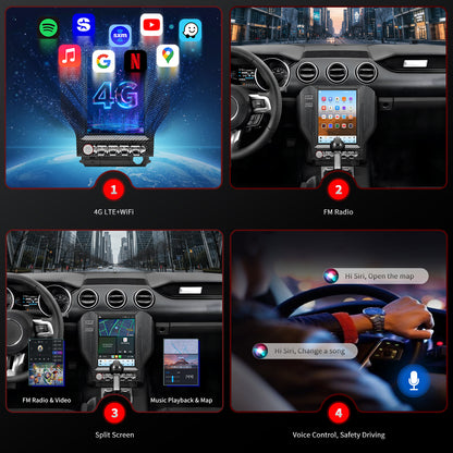 Ford Mustang Stereo replacement 2015-2023 CarPlay Radio Screen-Topdisplay 2015 2016 2017 2018 2019 2020 2021 2022 2023 Mustang Upgrade Headunit Apple Carplay Android Auto Accessories Pantalla Estéreo