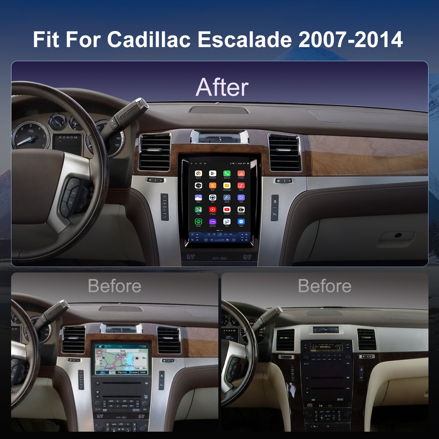 Cadillac Escalade Radio upgrade 2007-2014 CarPlay Stereo Screen
