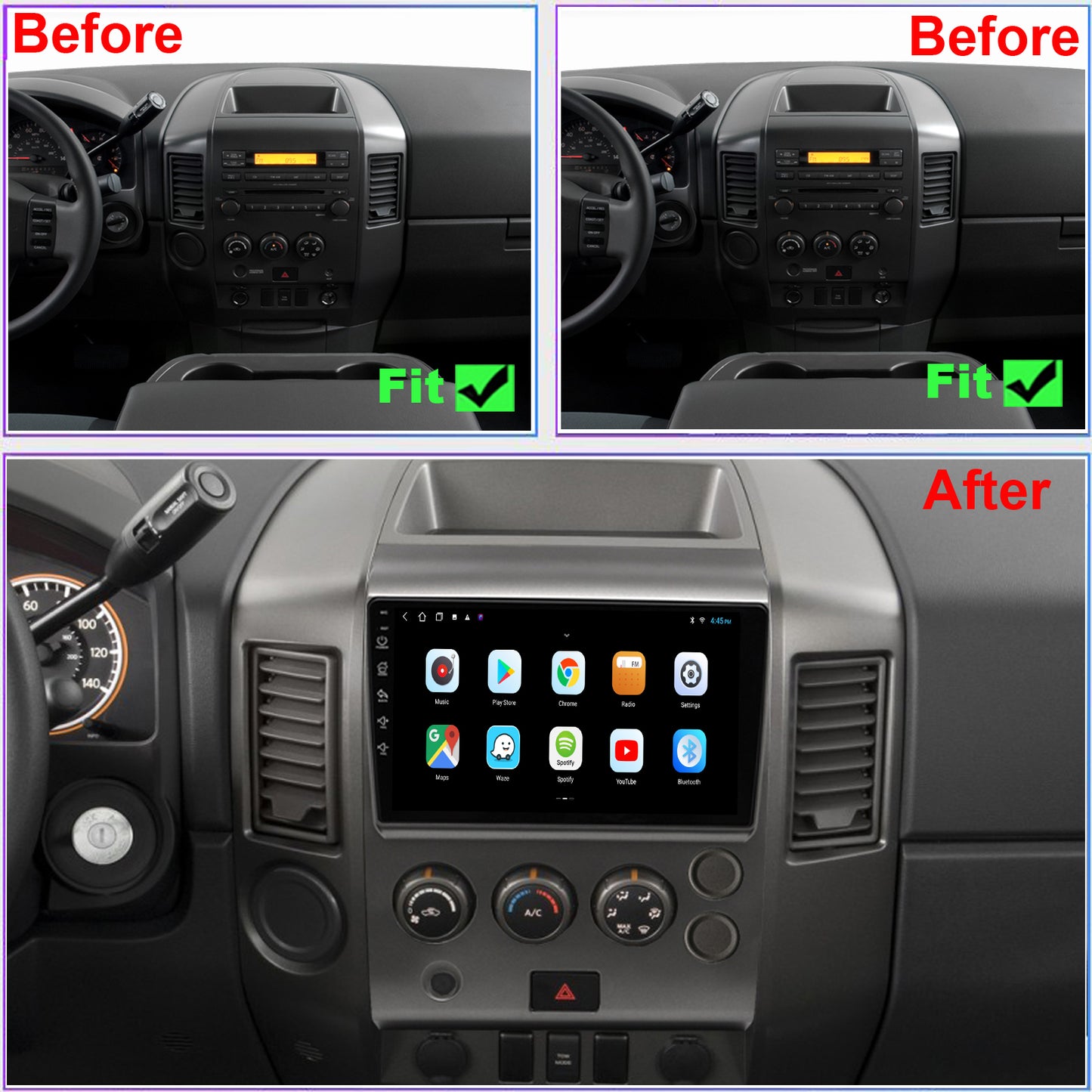 For Nissan Titan 2004-2007 Radio upgrade,9-inch QLED  8-Core CPU,touch screen Stereo,Wireless CarPlay & Android Auto,keep OEM Controls