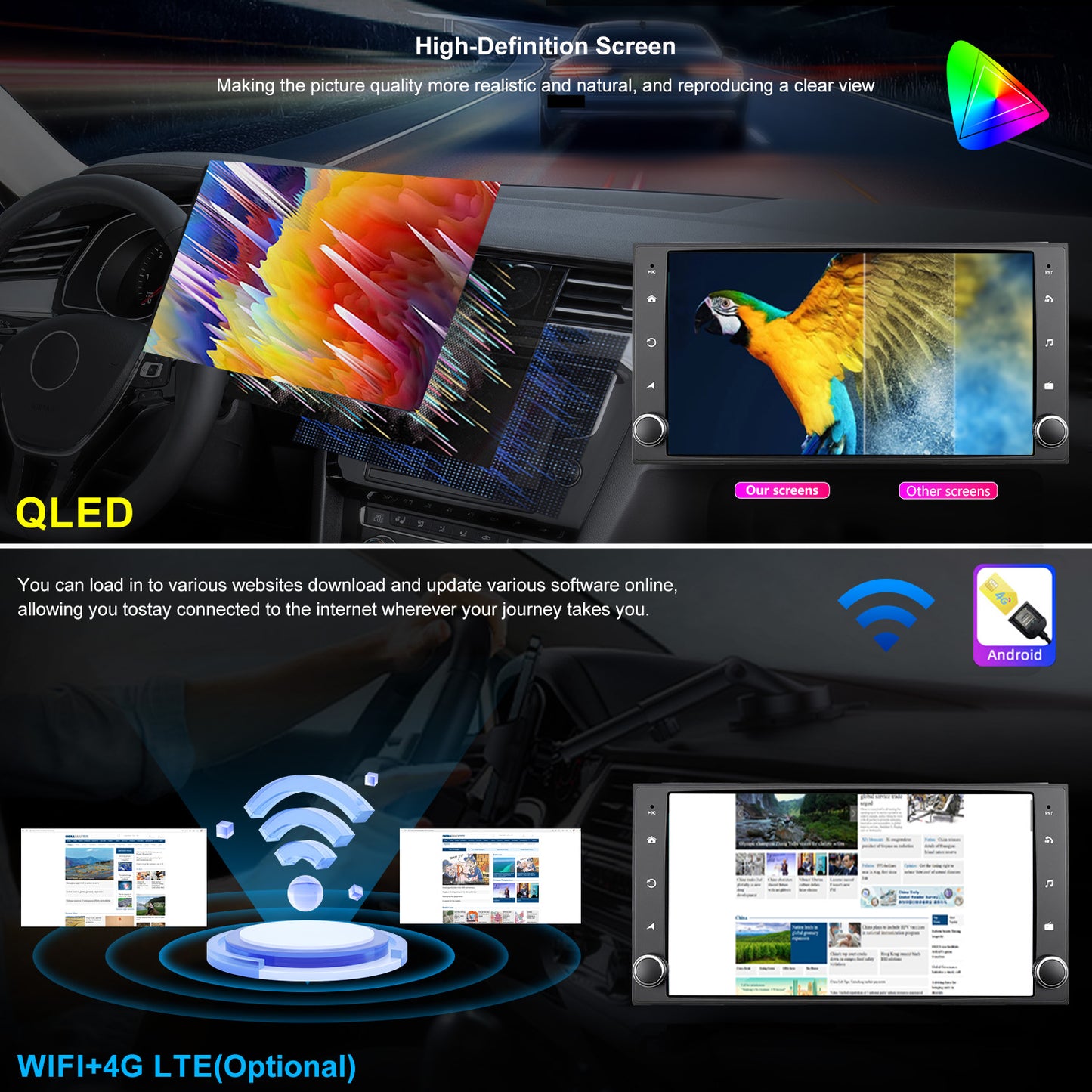 For Nissan Sunny 2014-2019 Radio upgrade, 7-inch QLED 8-Core CPU, touch screen Stereo, Wireless CarPlay & Android Auto, Free Backup Camera, keep OEM Controls