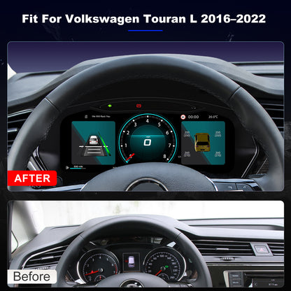 For Volkswagen Touran L 2016-2022 Digital Instrument Cluster, 12.3-inch QLED Screen, Multiple UI, Wireless CarPlay, Direct OEM Replacement
