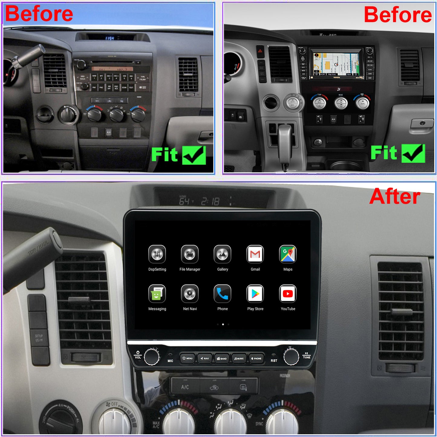 For Toyota Tundra 2007-2013 Radio upgrade,10.1-inch QLED 8-Core CPU,touch screen Stereo,Wireless CarPlay & Android Auto,keep OEM Controls