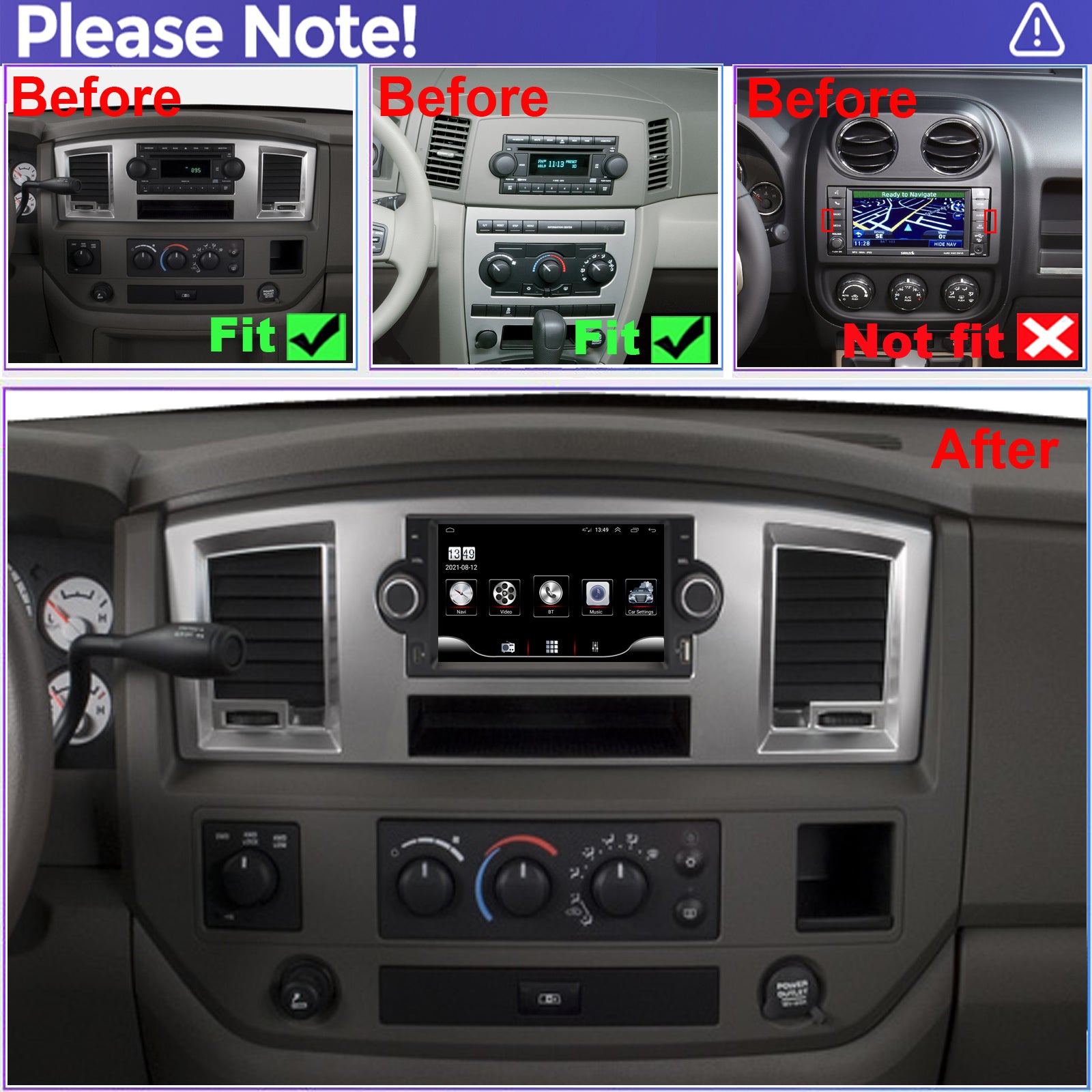 Dodge Charger Radio upgrade 2006-2007 CarPlay Stereo Screen-Topdisplay 2006 2007 Replacement Headunit Apple Android Auto Accessories Pantalla Estéreo