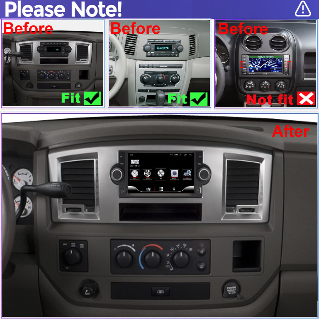 for Jeep Compass 2007-2008 Radio upgrade,6.2-inch QLED 8-Core CPU,touch screen Stereo,Wireless CarPlay & Android Auto,Free camera