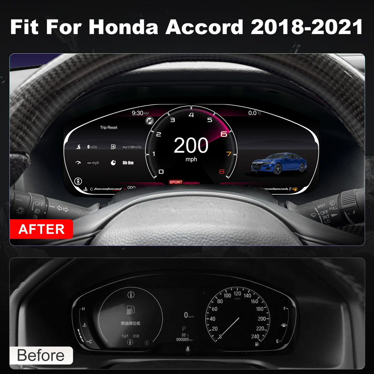 Honda Accord 10th Digital Instrument Cluster 2018-2021 | 12.3" QLED - Topdisplay 2018 2019 2020 2021