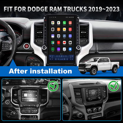 Dodge RAM 1500/2500/3500 Radio upgrade 2019-2023 CarPlay Stereo Screen - Topdisplay 2019 2020 2021 2022 2023 Replacement Headunit Apple Android Auto Accessories Pantalla Estéreo