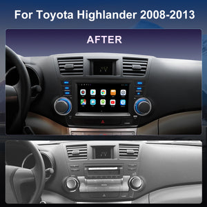 For Toyota Highlander 2008-2013 Radio upgrade,8-inch QLED 8-Core CPU,touch screen Stereo,Wireless CarPlay & Android Auto,keep OEM Controls