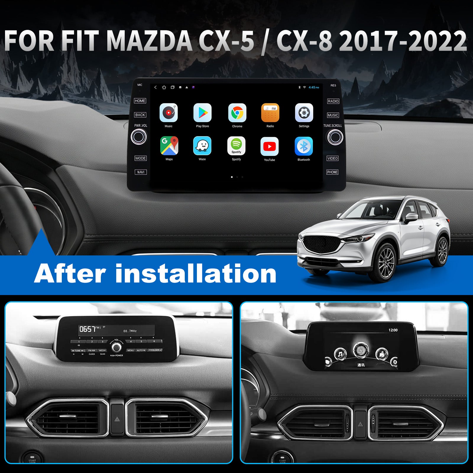 Mazda CX-8 radio 2017-2022 Upgrade CarPlay Screen- Topdisplay 2017 2018 2019 2020 2021 2022 Mazda CX-8 Replacement Stereo Headunit Apple Carplay Android Auto Pantalla Estéreo