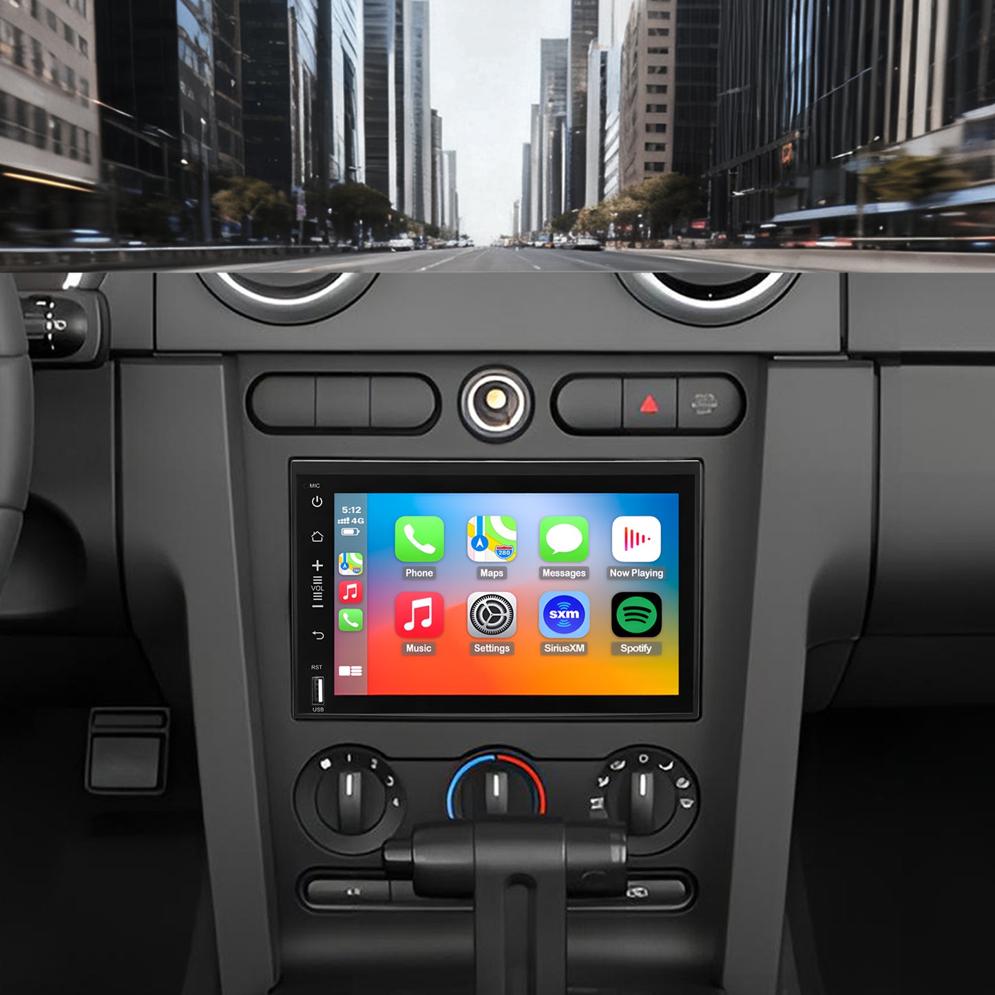 For Ford Mustang 2005-2009 Radio upgrade,7-inch QLED 8-Core CPU,touch screen Stereo,Wireless CarPlay & Android Auto,keep OEM Controls