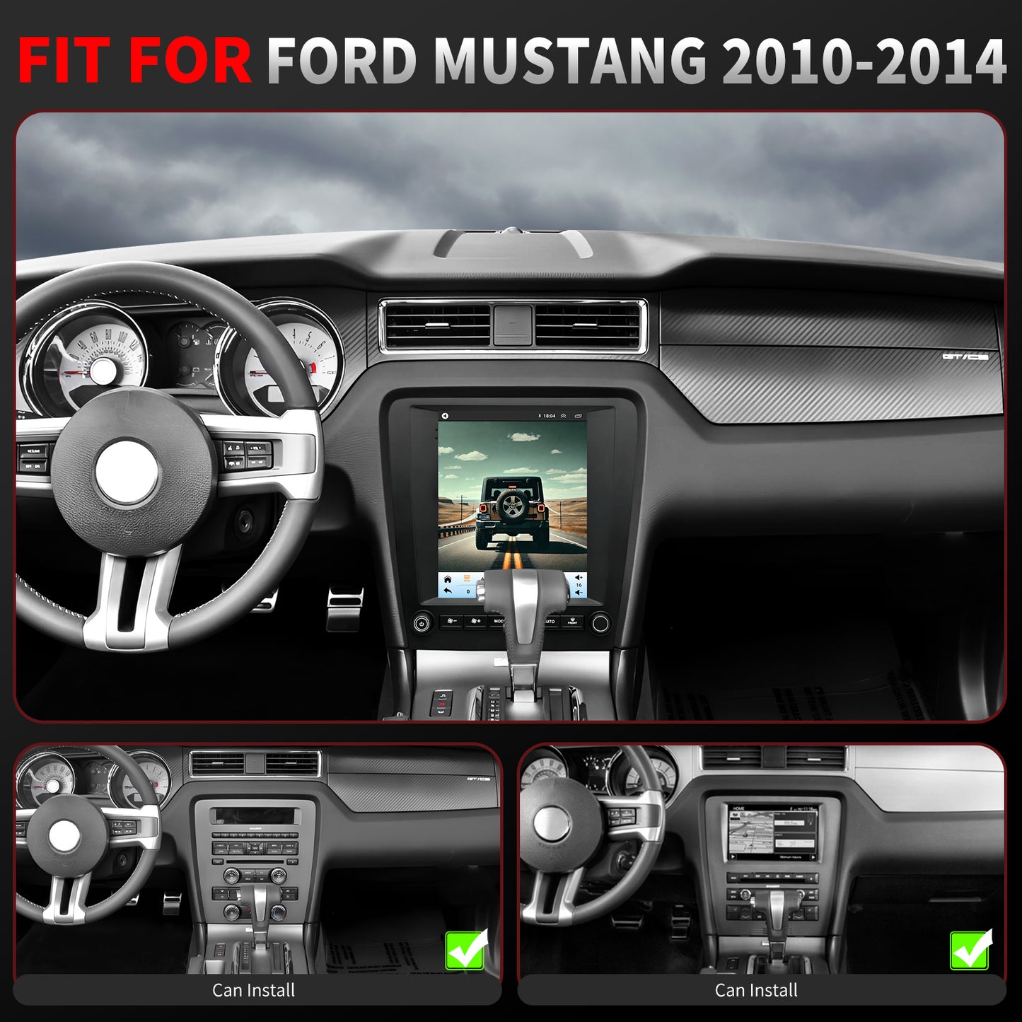 For Ford Mustang 2010-2014 Radio upgrade,9.7-inch QLED 8-Core CPU,touch screen Stereo,Wireless CarPlay & Android Auto,Free camera