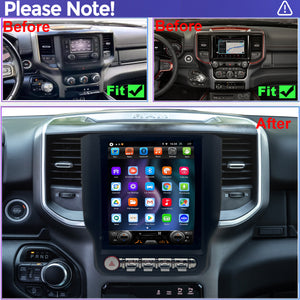 For Dodge RAM 1500/2500/3500 2019-2023 Radio upgrade,9.7-inch QLED 8-Core CPU,touch screen Stereo,Wireless CarPlay & Android Auto,Free camera