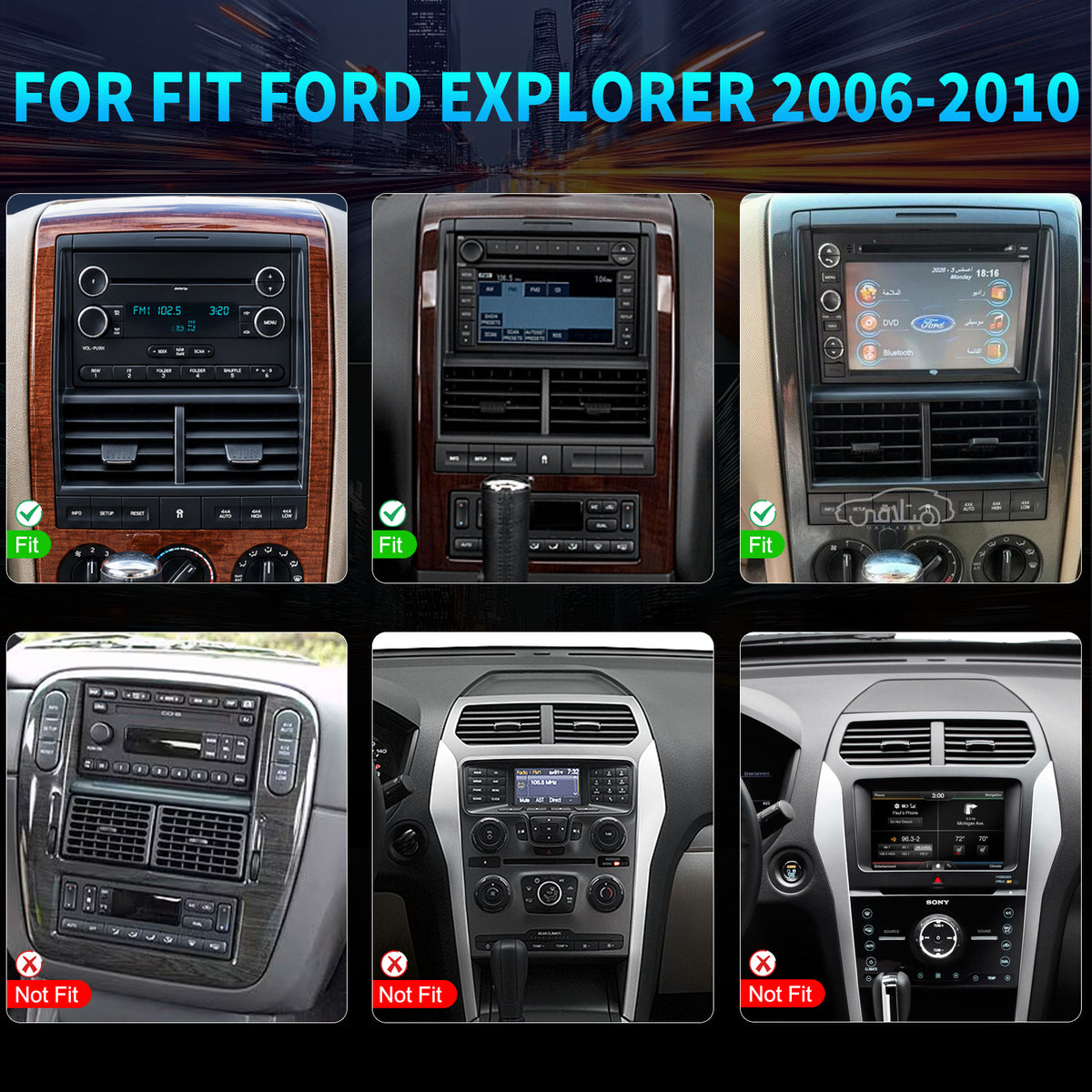 Ford Explorer Radio upgrade 2006-2010 CarPlay Stereo Screen Topdisplay Headunit Apple Android Auto Radio replacement