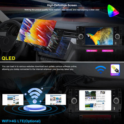 For Jeep Patriot 2007 Radio upgrade,6.2-inch QLED 8-Core CPU,touch screen Stereo,Wireless CarPlay & Android Auto,Free camera