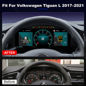 For Volkswagen Tiguan L 2017-2021 Digital Instrument Cluster, 12.3-inch QLED Screen, Multiple UI, Wireless CarPlay, Direct OEM Replacement