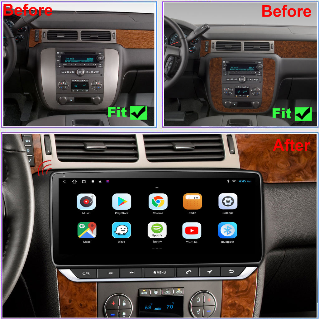 for GMC Yukon 2007-2013 Radio upgrade,10.25-inch QLED 8-Core CPU,touch screen Stereo,Wireless CarPlay & Android Auto,keep OEM Controls