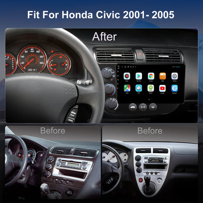 Honda Civic Radio upgrade 2001-2005 CarPlay Stereo Screen - Topdisplay 2001 2002 2003 2004 2005 Replacement Headunit Apple Android Auto Accessories Pantalla Estéreo 