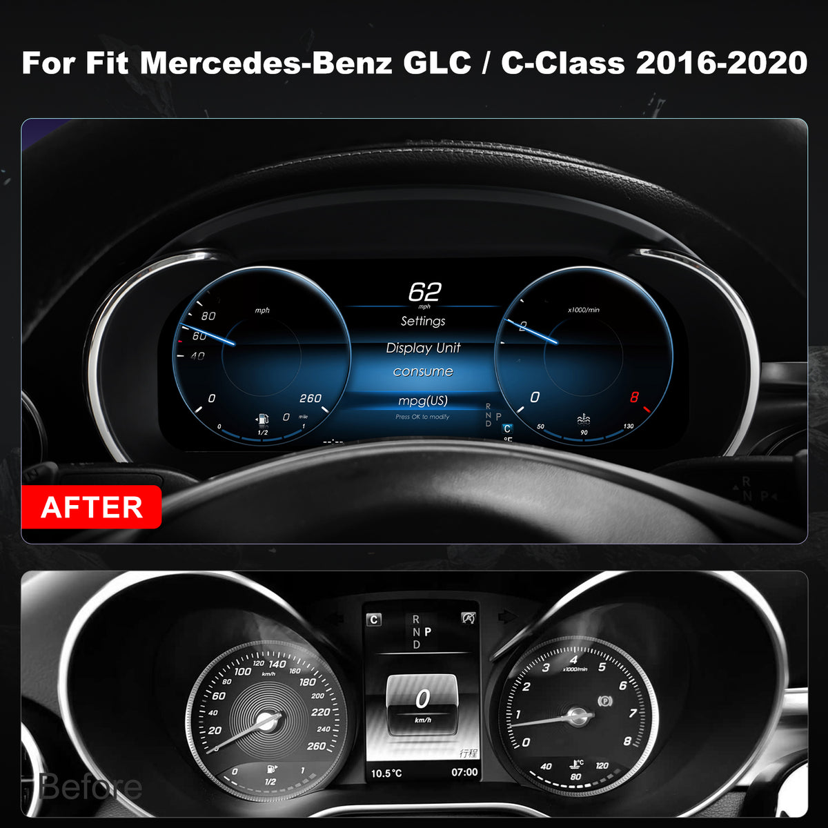 Mercedes-Benz GLC Digital Instrument Cluster 2016-2020 | 12.3" QLED - Topdisplay 2016 / 2017 / 2018 / 2019 / 2020