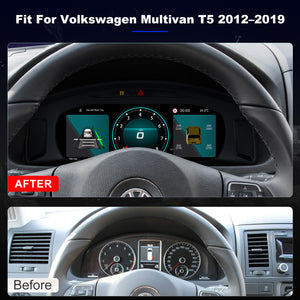 For Volkswagen Multivan T5 2012-2019 Digital Instrument Cluster, 10.25-inch QLED Screen, Multiple UI, Wireless CarPlay, Direct OEM Replacement