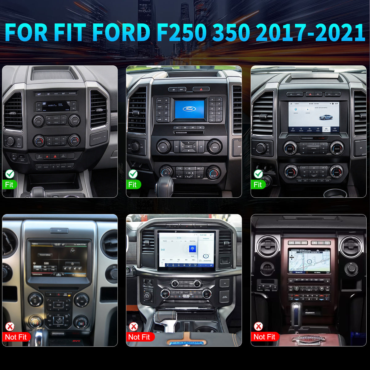 For Ford F350 2017-2021, 15.6-inch QLED Car Radio & Touch Screen Stereo, 8-Core CPU, Wireless CarPlay & Android Auto, Retain OEM Controls