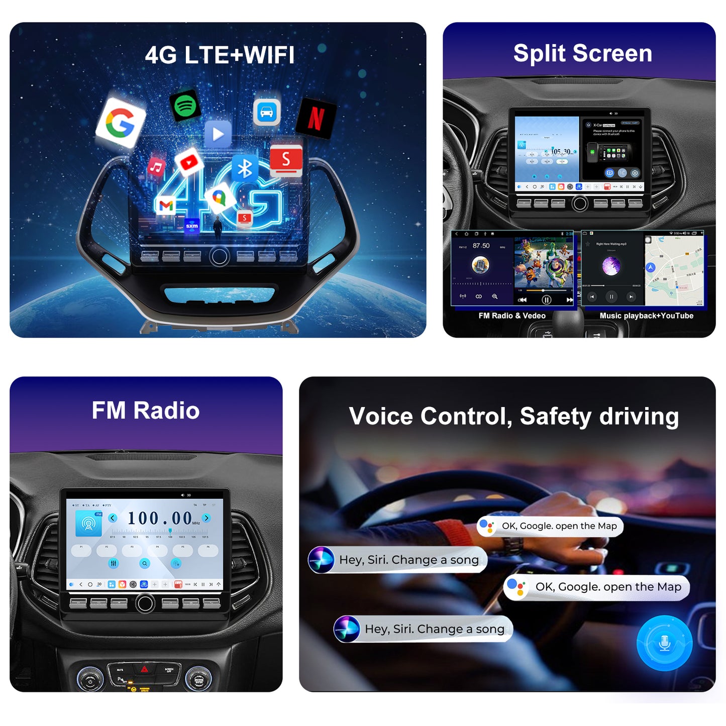 Jeep Compass Radio 2018-2021 Upgrade CarPlay Screen- 2018 2019 2020 2021 Topdisplay Upgrade Stereo Headunit Apple Carplay Android Auto Pantalla Estéreo
