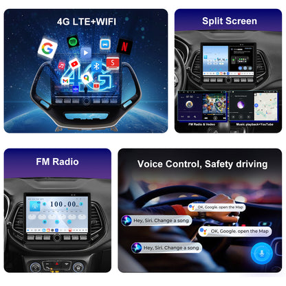 Jeep Compass Radio 2018-2021 Upgrade CarPlay Screen- 2018 2019 2020 2021 Topdisplay Upgrade Stereo Headunit Apple Carplay Android Auto Pantalla Estéreo