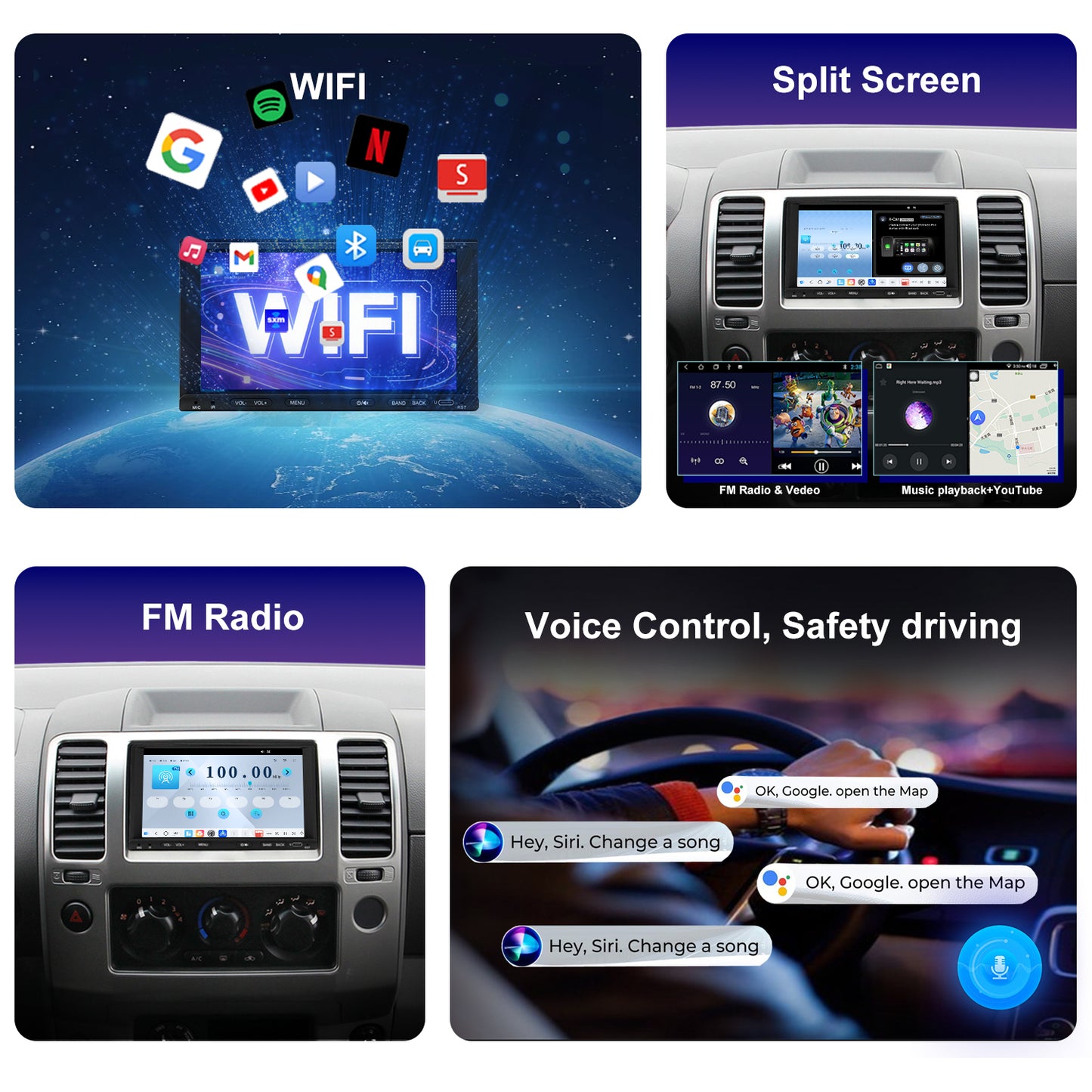 For Nissan Frontier 2005-2008 Radio upgrade,7-inch QLED 8-Core CPU,touch screen Stereo,Wireless CarPlay & Android Auto,keep OEM Controls