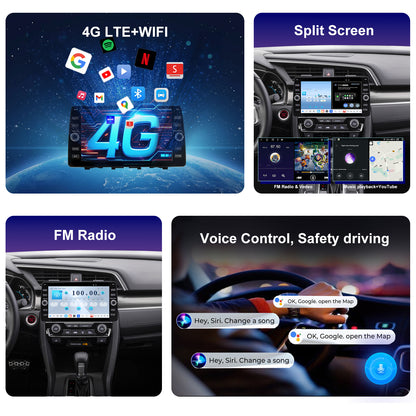 Honda Civic Radio upgrade 2016-2021 CarPlay Stereo Screen - Topdisplay 2016 2017 2018 2019 2020 2021 Replacement Headunit Apple Android Auto Accessories Pantalla Estéreo