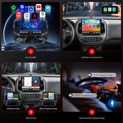 For Chevrolet Chevy Colorado 2015-2019 Radio upgrade,10.1-inch QLED 8-Core CPU,carbon fiber Style,touch screen Stereo,Wireless CarPlay & Android Auto,keep OEM Controls