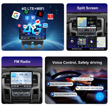 Dodge RAM Radio upgrade 2013-2018 CarPlay Stereo Screen - Topdisplay 2013 2014 2015 2016 2017 2018 Replacement Headunit Apple Android Auto Accessories Pantalla Estéreo