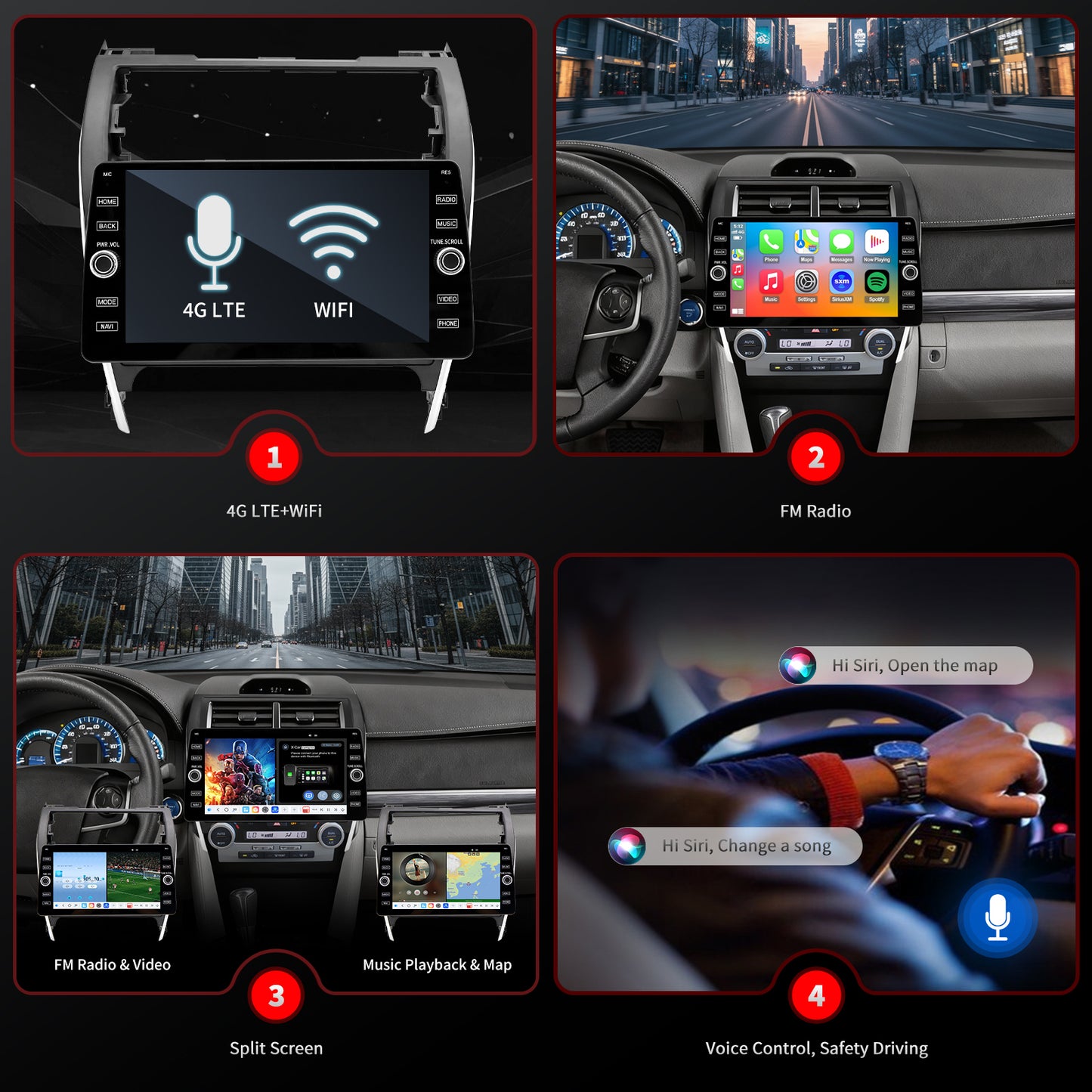 For Toyota Camry 2012-2014 Radio upgrade,10.2-inch QLED  8-Core CPU,touch screen Stereo,Wireless CarPlay & Android Auto,keep OEM Controls