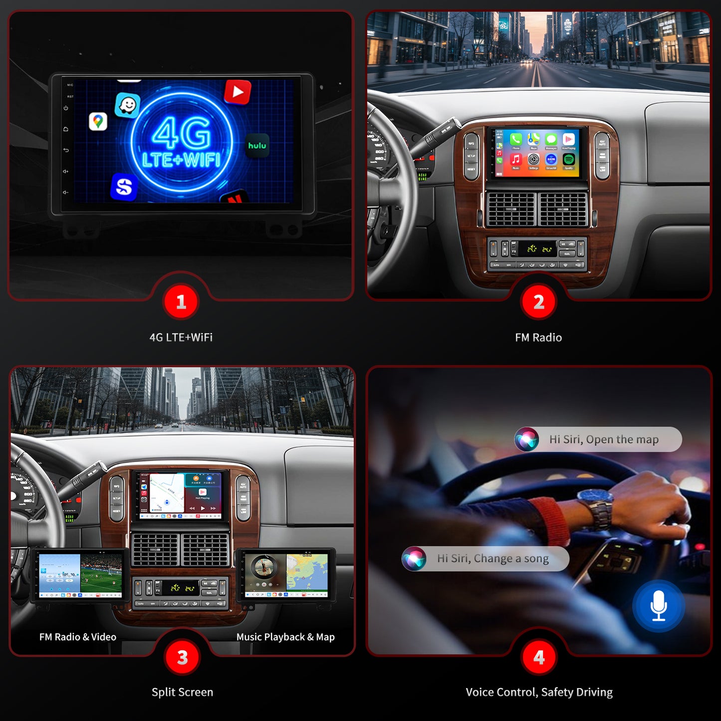 For Ford Explorer 2002-2005 Radio upgrade,7-inch QLED 8-Core CPU,touch screen Stereo,Wireless CarPlay & Android Auto,Free camera