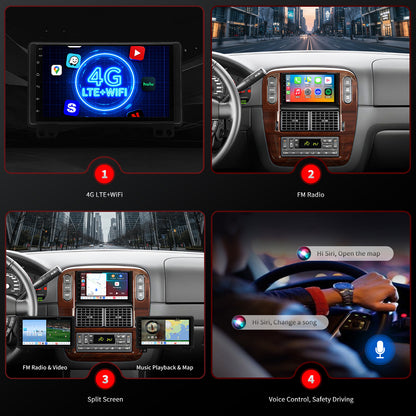 For Ford Explorer 2002-2005 Radio upgrade,7-inch QLED 8-Core CPU,touch screen Stereo,Wireless CarPlay & Android Auto,Free camera