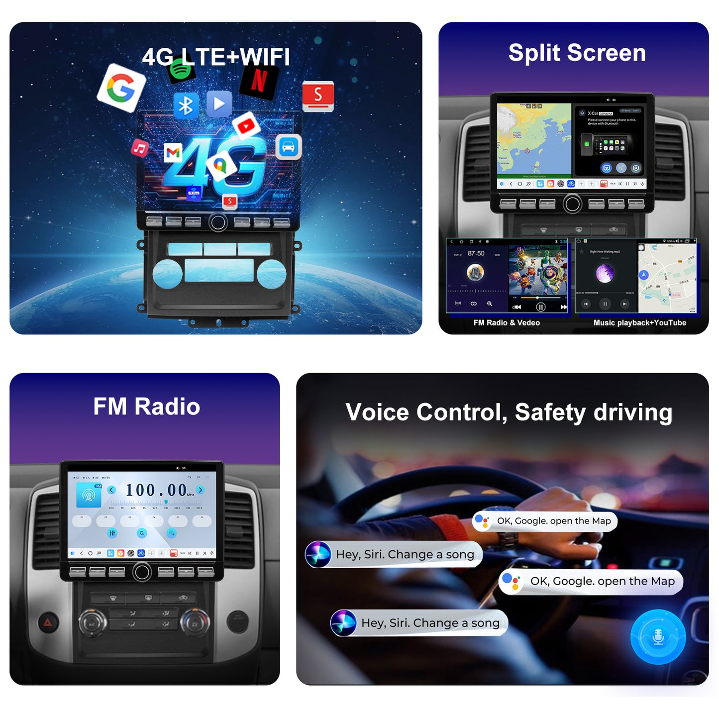 For Nissan Xterra 2009-2012 Radio upgrade,10.2-inch QLED 8-Core CPU,touch screen Stereo,Wireless CarPlay & Android Auto,keep OEM Controls