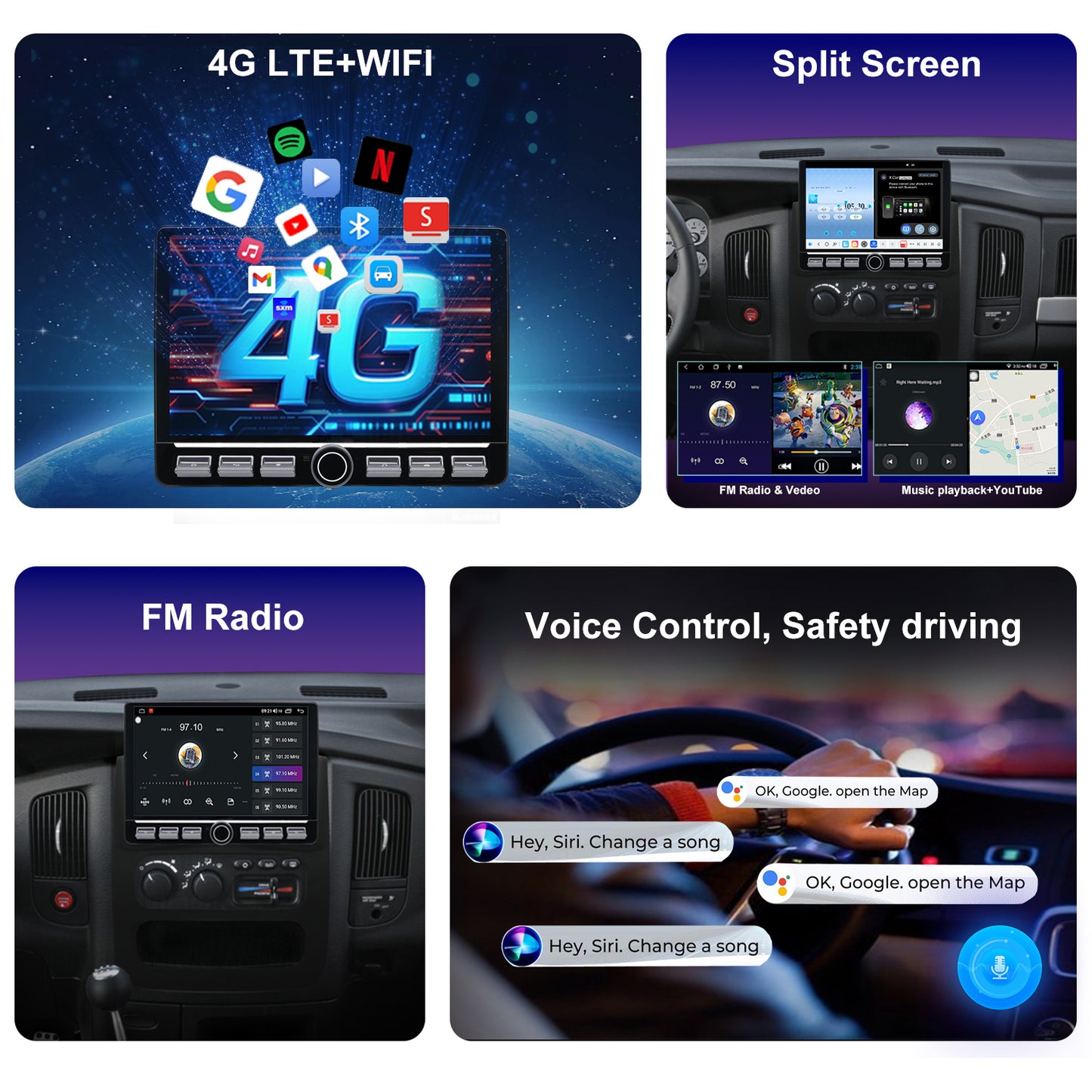 Dodge RAM Stereo replacement 2002-2005 CarPlay Radio Screen-Topdisplay 2002 2003 2004 2005 RAM Upgrade Headunit Apple Carplay Android Auto Accessories Pantalla Estéreo