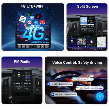Dodge RAM Stereo replacement 2002-2005 CarPlay Radio Screen-Topdisplay 2002 2003 2004 2005 RAM Upgrade Headunit Apple Carplay Android Auto Accessories Pantalla Estéreo