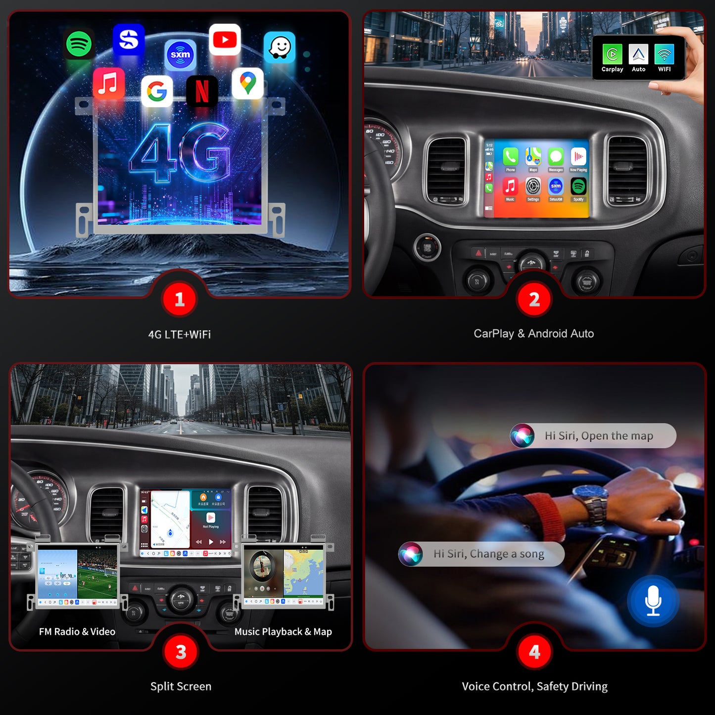 Dodge Journey Radio upgrade 2011-2019 CarPlay Stereo Screen-Topdisplay 2011 2012 2013 2014 2015 2016 2017 2018 2019 Replacement Headunit Apple Android Auto Accessories Pantalla Estéreo