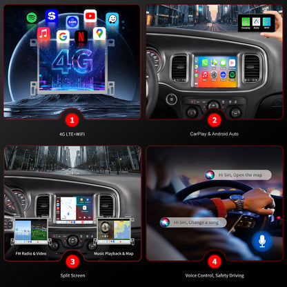 Dodge Journey Radio upgrade 2011-2019 CarPlay Stereo Screen-Topdisplay 2011 2012 2013 2014 2015 2016 2017 2018 2019 Replacement Headunit Apple Android Auto Accessories Pantalla Estéreo