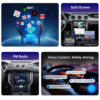 For Ford Mustang 2015-2023 Radio upgrade,14.5-inch QLED 8-Core CPU,touch screen Stereo,Wireless CarPlay & Android Auto,keep OEM Controls